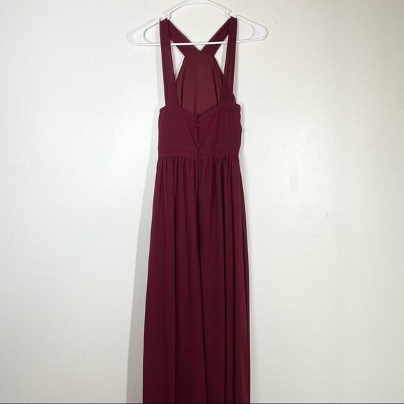 LULU’S Air of Romance Maxi Dress Bridesmaid Wedding Guest Burgundy Red Small - Picture 8 of 9